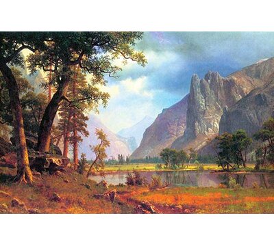 Smile Art Design Merced River Yosemite fashion Valley, Albert Bierstadt Classic Art Canv